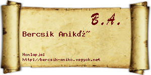 Bercsik Anikó névjegykártya
